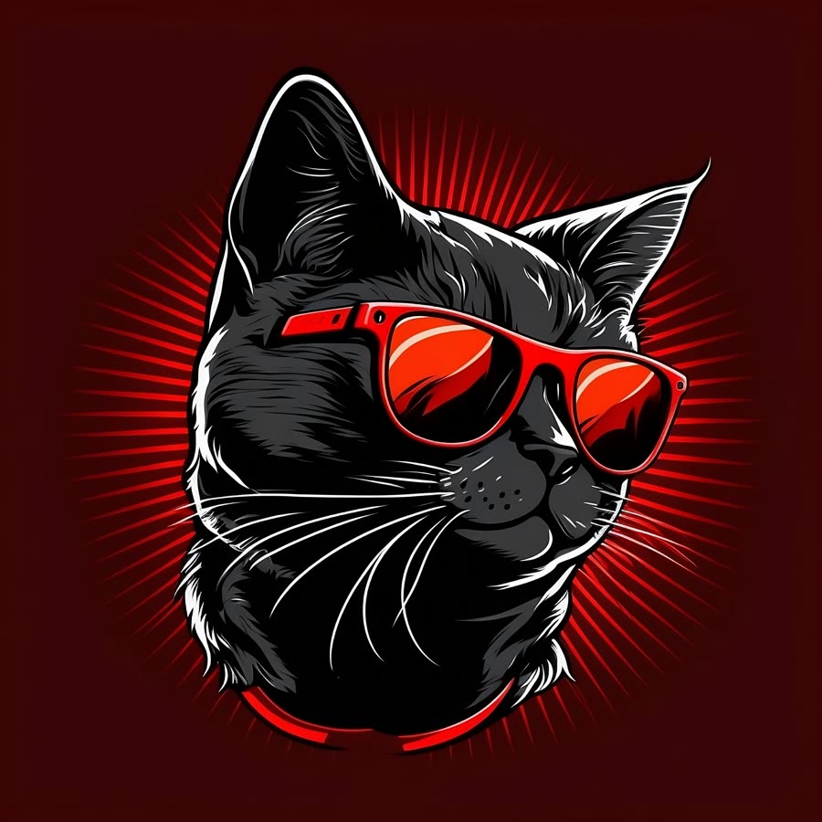 Gato con lentes rojos, la imagen de Reviews Galácticos